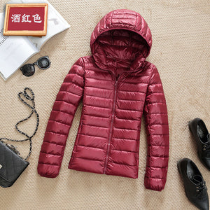 Ultra-light Plus Size Thin Down Jacket Women 2019 Autumn Winter Slim Short Hooded Warm White Duck Down Coat Women's Outerwear