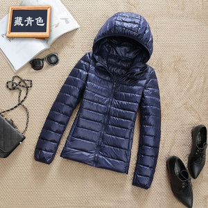 Ultra-light Plus Size Thin Down Jacket Women 2019 Autumn Winter Slim Short Hooded Warm White Duck Down Coat Women's Outerwear