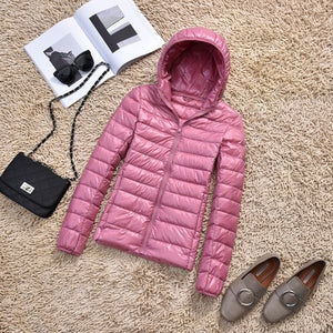 Ultra-light Plus Size Thin Down Jacket Women 2019 Autumn Winter Slim Short Hooded Warm White Duck Down Coat Women's Outerwear