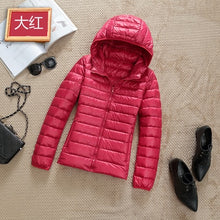 Load image into Gallery viewer, Ultra-light Plus Size Thin Down Jacket Women 2019 Autumn Winter Slim Short Hooded Warm White Duck Down Coat Women&#39;s Outerwear