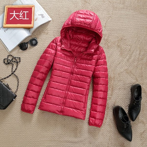 Ultra-light Plus Size Thin Down Jacket Women 2019 Autumn Winter Slim Short Hooded Warm White Duck Down Coat Women's Outerwear