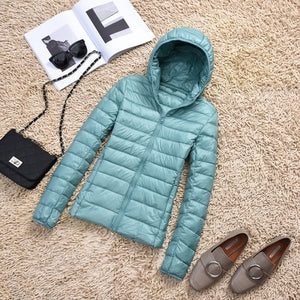 Ultra-light Plus Size Thin Down Jacket Women 2019 Autumn Winter Slim Short Hooded Warm White Duck Down Coat Women's Outerwear