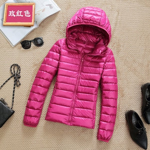 Ultra-light Plus Size Thin Down Jacket Women 2019 Autumn Winter Slim Short Hooded Warm White Duck Down Coat Women's Outerwear