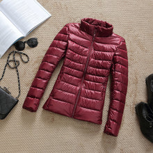 Load image into Gallery viewer, Ultra-light Plus Size Thin Down Jacket Women 2019 Autumn Winter Slim Short Hooded Warm White Duck Down Coat Women&#39;s Outerwear