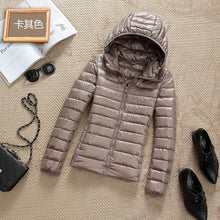 Load image into Gallery viewer, Ultra-light Plus Size Thin Down Jacket Women 2019 Autumn Winter Slim Short Hooded Warm White Duck Down Coat Women&#39;s Outerwear