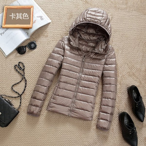 Ultra-light Plus Size Thin Down Jacket Women 2019 Autumn Winter Slim Short Hooded Warm White Duck Down Coat Women's Outerwear