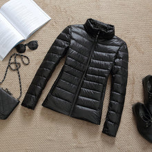 Load image into Gallery viewer, Ultra-light Plus Size Thin Down Jacket Women 2019 Autumn Winter Slim Short Hooded Warm White Duck Down Coat Women&#39;s Outerwear