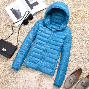 Ultra-light Plus Size Thin Down Jacket Women 2019 Autumn Winter Slim Short Hooded Warm White Duck Down Coat Women's Outerwear