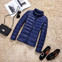 Load image into Gallery viewer, Ultra-light Plus Size Thin Down Jacket Women 2019 Autumn Winter Slim Short Hooded Warm White Duck Down Coat Women&#39;s Outerwear
