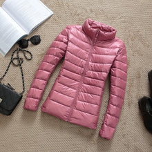 Load image into Gallery viewer, Ultra-light Plus Size Thin Down Jacket Women 2019 Autumn Winter Slim Short Hooded Warm White Duck Down Coat Women&#39;s Outerwear