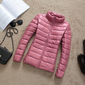 Ultra-light Plus Size Thin Down Jacket Women 2019 Autumn Winter Slim Short Hooded Warm White Duck Down Coat Women's Outerwear