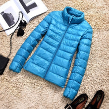 Load image into Gallery viewer, Ultra-light Plus Size Thin Down Jacket Women 2019 Autumn Winter Slim Short Hooded Warm White Duck Down Coat Women&#39;s Outerwear