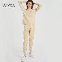 Load image into Gallery viewer, Wixra Women&#39;s Sweater Suits and Sets Turtleneck Long Sleeve Knitted Sweaters+Pockets Long Trousers 2PCS Sets Winter Costume