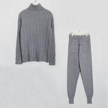 Load image into Gallery viewer, Wixra Knitted Women Sweater Sets Turtleneck Long Sleeve Sweaters Tops+Pockets Long Pants Solid 2 Pieces Suits Winter Costume