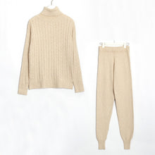 Load image into Gallery viewer, Wixra Knitted Women Sweater Sets Turtleneck Long Sleeve Sweaters Tops+Pockets Long Pants Solid 2 Pieces Suits Winter Costume
