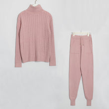 Load image into Gallery viewer, Wixra Knitted Women Sweater Sets Turtleneck Long Sleeve Sweaters Tops+Pockets Long Pants Solid 2 Pieces Suits Winter Costume