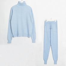 Load image into Gallery viewer, Wixra Women&#39;s Sweater Suits and Sets Turtleneck Long Sleeve Knitted Sweaters+Pockets Long Trousers 2PCS Sets Winter Costume
