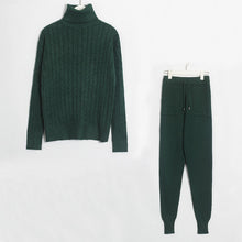 Load image into Gallery viewer, Wixra Knitted Women Sweater Sets Turtleneck Long Sleeve Sweaters Tops+Pockets Long Pants Solid 2 Pieces Suits Winter Costume
