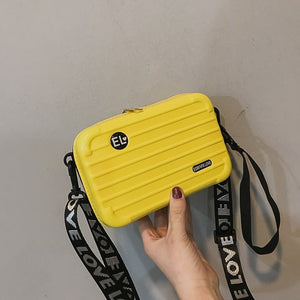 Women Mini Suitcase Shape Crossbody Bag Shoulder Bag with Wide