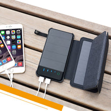 Load image into Gallery viewer, 10000mAh Outdoor Portable Folding Foldable Waterproof Solar Panel Charger Mobile Phone Battery Dual USB LED Solar Power Bank