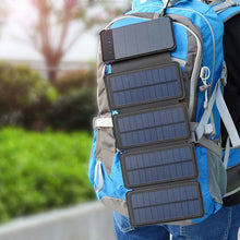 Load image into Gallery viewer, 10000mAh Outdoor Portable Folding Foldable Waterproof Solar Panel Charger Mobile Phone Battery Dual USB LED Solar Power Bank